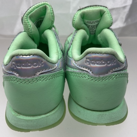 Reebok Toddler Girls Mint/Silver Classic Leather Running Sneaker Shoes Size 5 US - Picture 5 of 17